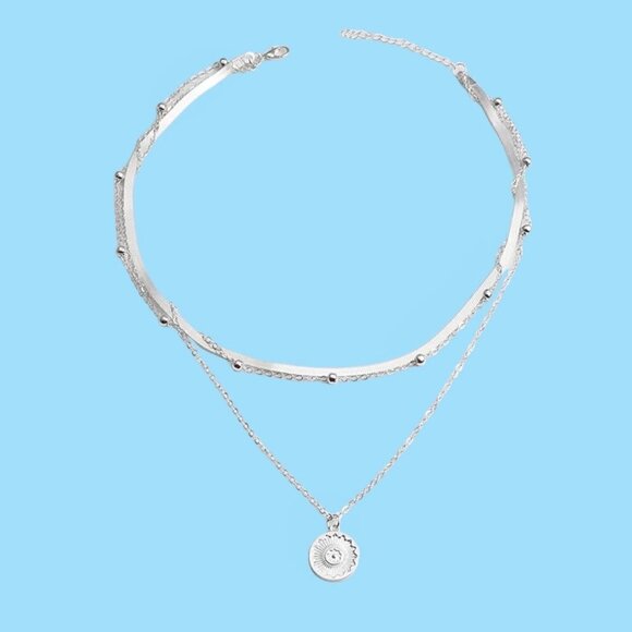 New Sun Pendant Necklace S925 Sterling Silver Multilayer Minimalist Celestial - Picture 6 of 9